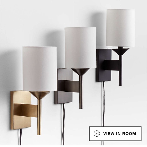 Lyre Blackened Steel Single-Light Torch Plug In Wall Sconce **2 available** - Picture 2 of 2